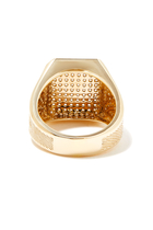 Flower Signet Ring, 14k Yellow Gold & Diamonds